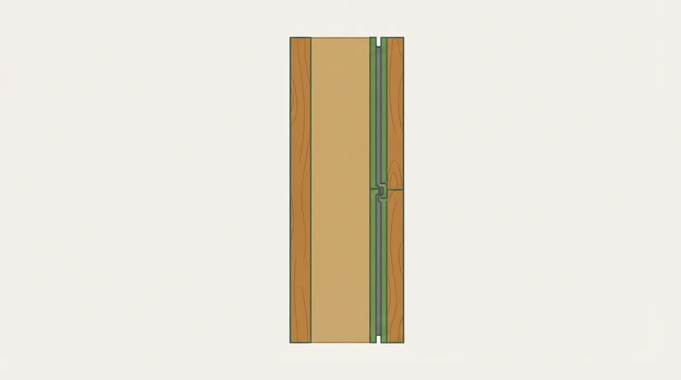 Corte técnico de um painel de madeira pré-fabricado com isolamento contínuo para passive house